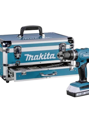 Taladro percutor inalámbrico Makita HP 488 D009 18 V 42 Nm Serie G + 2x baterías 1,5 Ah + cargador + set de accesorios 70 piezas + estuche