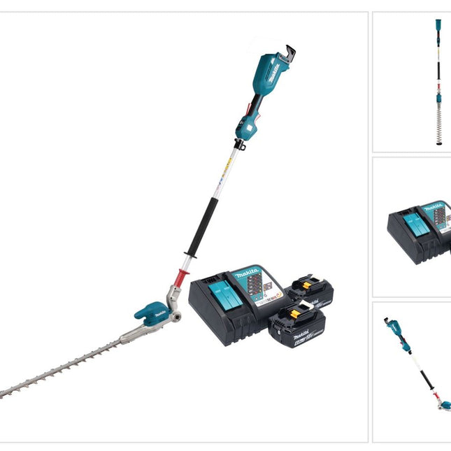 Cortasetos a batería Makita DUN 500 WRG2 18 V 50 cm sin escobillas + 2x baterías 6,0 Ah + cargador