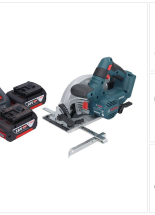 Bosch GKS 18V-57-2 Sierra circular inalámbrica profesional 18 V 165 mm sin escobillas + 2 baterías 5,0 Ah + cargador