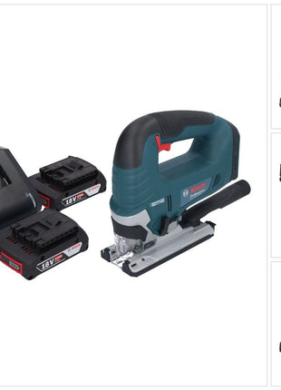 Bosch GST 18V-125 B Sierra de calar profesional a batería 18 V 125 mm sin escobillas + 2x baterías 2,0 Ah + cargador