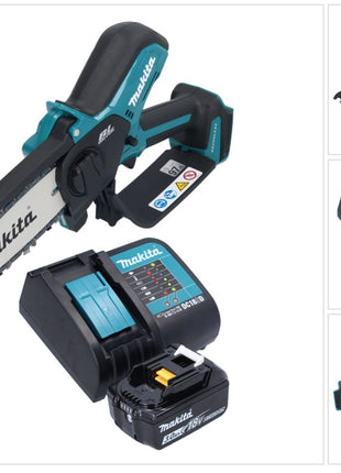 Motosierra a batería Makita DUC 150 SF 18 V 15 cm sin escobillas + 1x batería 3,0 Ah + cargador