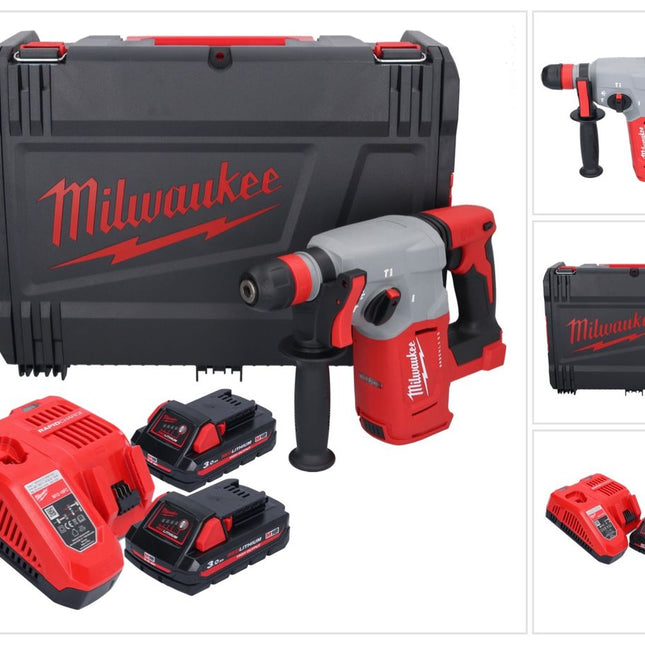 Martillo combinado a batería Milwaukee M18 BLHX-302X 18 V 2,3 J sin escobillas + 2x baterías 3,0 Ah + cargador + caja HD