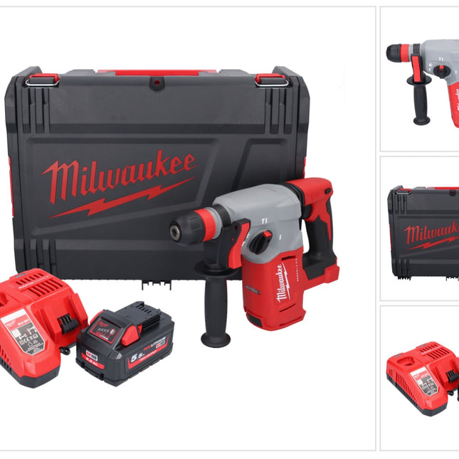 Milwaukee M18 BLHX-551X martello combinato a batteria 18 V 2,3 J senza spazzole + 1x batteria ricaricabile 5,5 Ah + caricabatterie + scatola HD