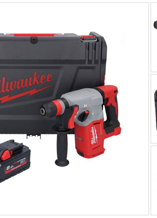 Martillo combinado a batería Milwaukee M18 BLHX-801X 18 V 2,3 J sin escobillas + 1x batería 8,0 Ah + caja HD - sin cargador