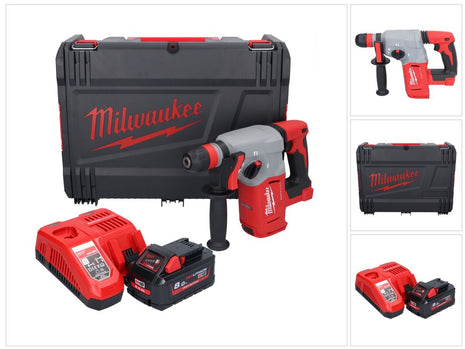 Martillo combinado a batería Milwaukee M18 BLHX-801X 18 V 2,3 J sin escobillas + 1x batería 8,0 Ah + cargador + caja HD