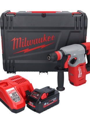 Martillo combinado a batería Milwaukee M18 BLHX-801X 18 V 2,3 J sin escobillas + 1x batería 8,0 Ah + cargador + caja HD