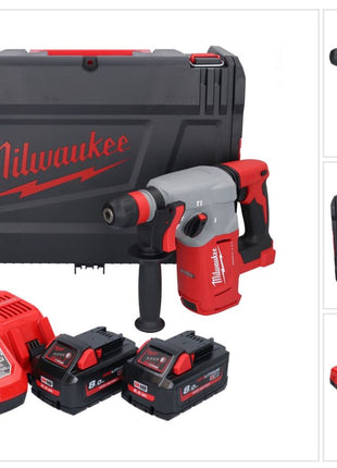 Martillo combinado a batería Milwaukee M18 BLHX-802X 18 V 2,3 J sin escobillas + 2x baterías 8,0 Ah + cargador + caja HD