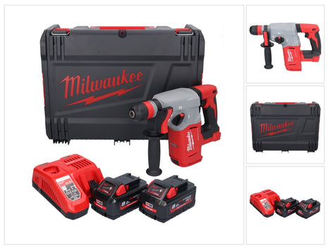 Martillo combinado a batería Milwaukee M18 BLHX-802X 18 V 2,3 J sin escobillas + 2x baterías 8,0 Ah + cargador + caja HD