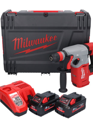 Martillo combinado a batería Milwaukee M18 BLHX-802X 18 V 2,3 J sin escobillas + 2x baterías 8,0 Ah + cargador + caja HD