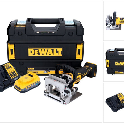 DeWalt DCW 682 E1T cordless flat dowel cutter 18 V 102 x 20 mm brushless + 1x Powerstack battery 1.7 Ah + charger + TSTAK