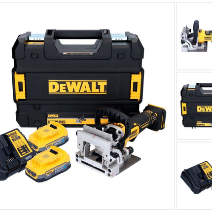 DeWalt DCW 682 E2T cordless flat dowel cutter 18 V 102 x 20 mm brushless + 2x Powerstack battery 1.7 Ah + charger + TSTAK