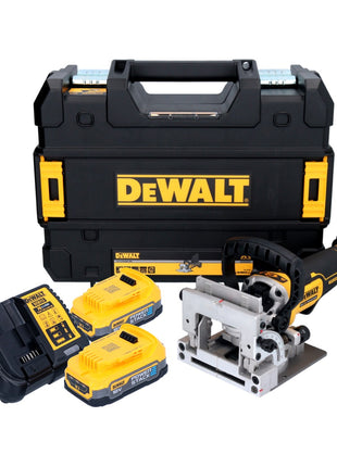 Cortadora de tacos planos a batería DeWalt DCW 682 E2T 18 V 102 x 20 mm sin escobillas + 2x batería Powerstack 1,7 Ah + cargador + TSTAK