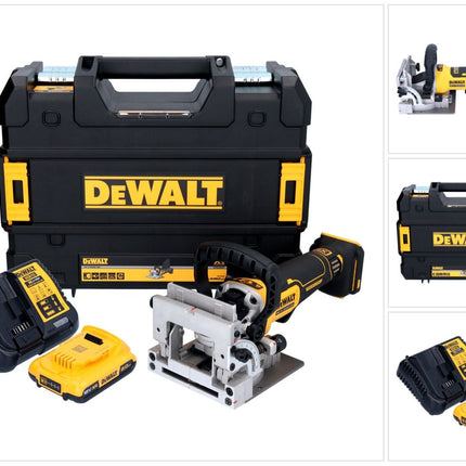 DeWalt DCW 682 D1T cordless flat dowel cutter 18 V 102 x 20 mm brushless + 1x rechargeable battery 2.0 Ah + charger + TSTAK