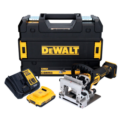 DeWalt DCW 682 D1T cordless flat dowel cutter 18 V 102 x 20 mm brushless + 1x rechargeable battery 2.0 Ah + charger + TSTAK