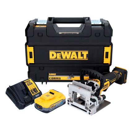 DeWalt DCW 682 H1T cordless flat dowel cutter 18 V 102 x 20 mm brushless + 1x Powerstack battery 5.0 Ah + charger + TSTAK
