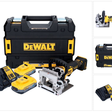 DeWalt DCW 682 H2T cordless flat dowel cutter 18 V 102 x 20 mm brushless + 2x Powerstack battery 5.0 Ah + charger + TSTAK
