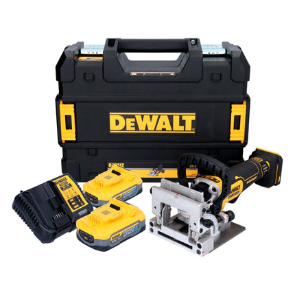 DeWalt DCW 682 H2T cordless flat dowel cutter 18 V 102 x 20 mm brushless + 2x Powerstack battery 5.0 Ah + charger + TSTAK