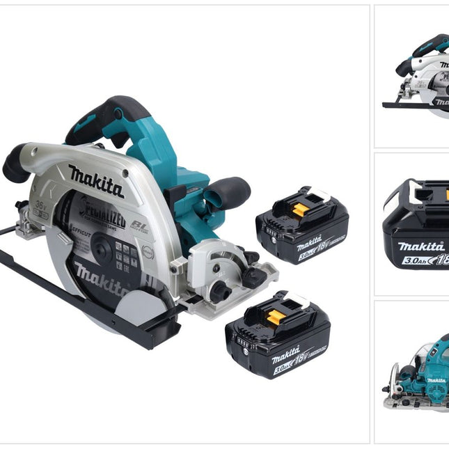 Sierra circular a batería Makita DHS 900 F2U 36 V (2x 18 V) 235 mm sin escobillas + 2x batería 3,0 Ah + adaptador Bluetooth - sin cargador