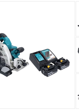 Makita DHS 900 RT2U Akumulatorowa pilarka tarczowa 36 V ( 2x 18 V ) 235 mm bezszczotkowa + 2x akumulator 5,0 Ah + ładowarka + adapter Bluetooth