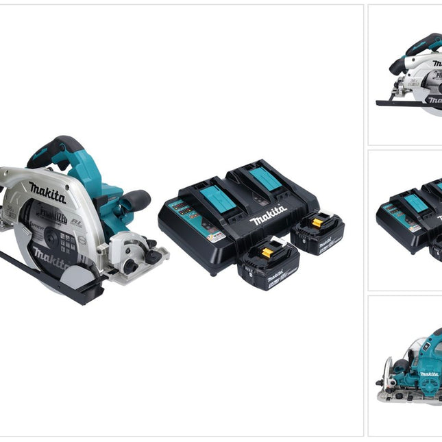Sierra circular a batería Makita DHS 900 PT2U 36 V (2x 18 V) 235 mm sin escobillas + 2x batería 5,0 Ah + cargador doble + adaptador Bluetooth