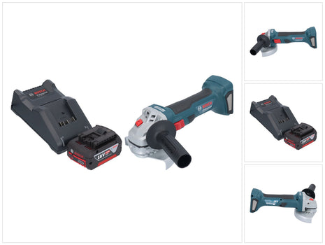 Amoladora angular a batería Bosch GWS 18V-7 Professional 18 V 125 mm sin escobillas + 1x batería 4,0 Ah + cargador