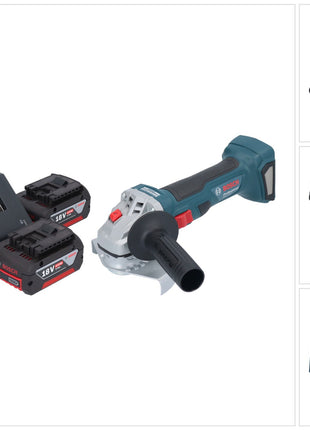 Bosch GWS 18V-7 Professional Akku Winkelschleifer 18 V 125 mm Brushless + 2x Akku 4,0 Ah + Ladegerät