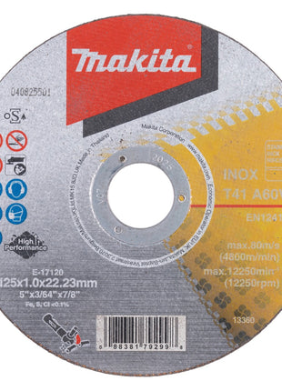 Makita E-17120-12 discos de corte INOX 125 x 1,0 x 22,23 mm A60V-BF 12 piezas en caja