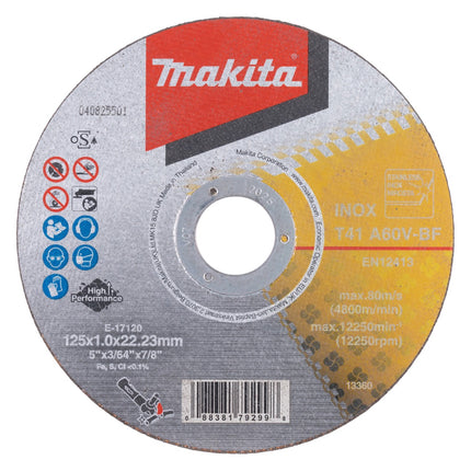 Makita E-17120-12 INOX cutting discs 125 x 1.0 x 22.23 mm A60V-BF 12 pieces in a box