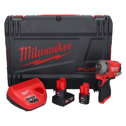 Milwaukee M12 FIWF12-622X Llave de impacto a batería 12 V 339 Nm 1/2" sin escobillas (4933464617) + 1x batería 2,0 Ah + 1x batería 6,0 Ah + cargador + caja HD