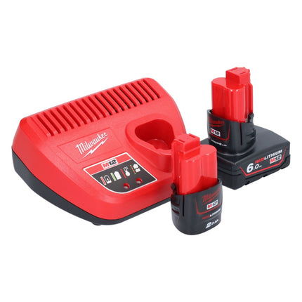 Milwaukee M12 FIWF12-622X Llave de impacto a batería 12 V 339 Nm 1/2" sin escobillas (4933464617) + 1x batería 2,0 Ah + 1x batería 6,0 Ah + cargador + caja HD