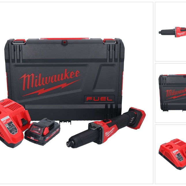 Amoladora recta a batería Milwaukee M18 FDGROVB-301X 18 V sin escobillas + 1x batería 3.0 Ah + cargador + caja HD
