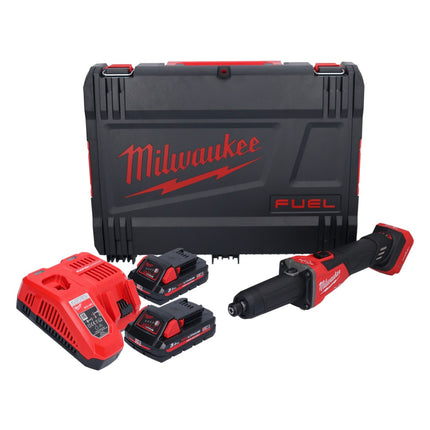 Amoladora recta a batería Milwaukee M18 FDGROVB-302X 18 V sin escobillas + 2x baterías 3.0 Ah + cargador + caja HD