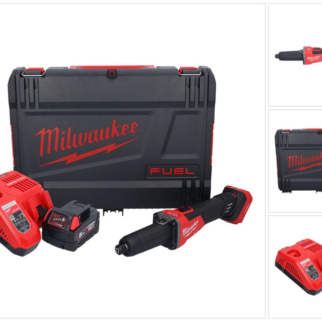 Amoladora recta a batería Milwaukee M18 FDGROVB-501X 18 V sin escobillas + 1x batería 5.0 Ah + cargador + caja HD