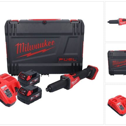 Amoladora recta a batería Milwaukee M18 FDGROVB-502X 18 V sin escobillas (4933480956) + 2x batería 5,0 Ah + cargador + caja HD