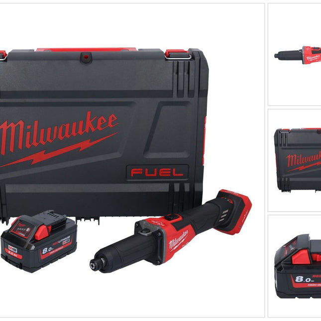 Amoladora recta a batería Milwaukee M18 FDGROVB-801X 18 V sin escobillas + 1x batería 8,0 Ah + caja HD - sin cargador