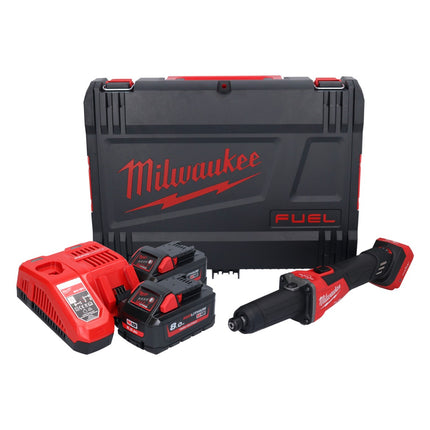 Amoladora recta a batería Milwaukee M18 FDGROVB-802X 18 V sin escobillas + 2x batería 8,0 Ah + cargador + caja HD