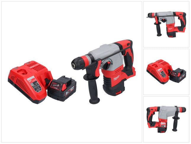 Martillo combinado a batería Milwaukee M18 HD18HX-501 18 V 2,4 J + 1x batería 5,0 Ah + cargador