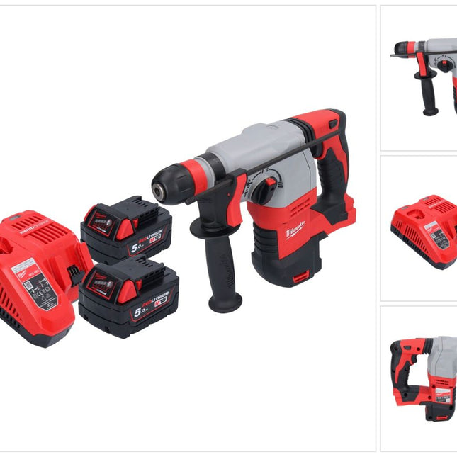 Martillo combinado a batería Milwaukee M18 HD18HX-502 18 V 2,4 J + 2x baterías 5,0 Ah + cargador