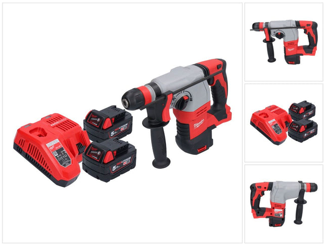 Martillo combinado a batería Milwaukee M18 HD18HX-502 18 V 2,4 J + 2x baterías 5,0 Ah + cargador