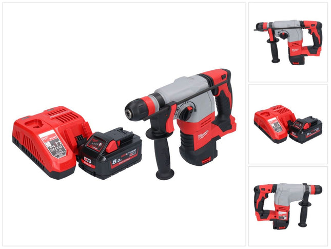 Martillo combinado a batería Milwaukee M18 HD18HX-801 18 V 2,4 J + 1x batería 8,0 Ah + cargador