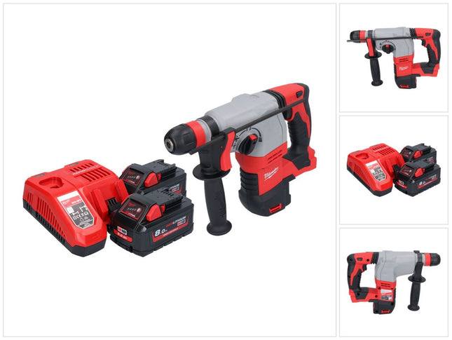 Martillo combinado a batería Milwaukee M18 HD18HX-802 18 V 2,4 J + 2x baterías 8,0 Ah + cargador