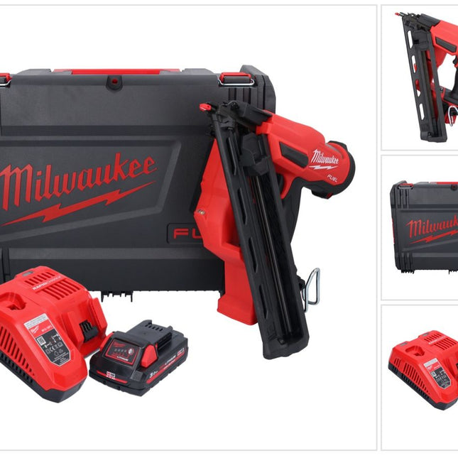 Clavadora a batería Milwaukee M18 FN15GA-301X 18 V sin escobillas 32 - 64 mm + 1x batería 3,0 Ah + cargador + caja HD