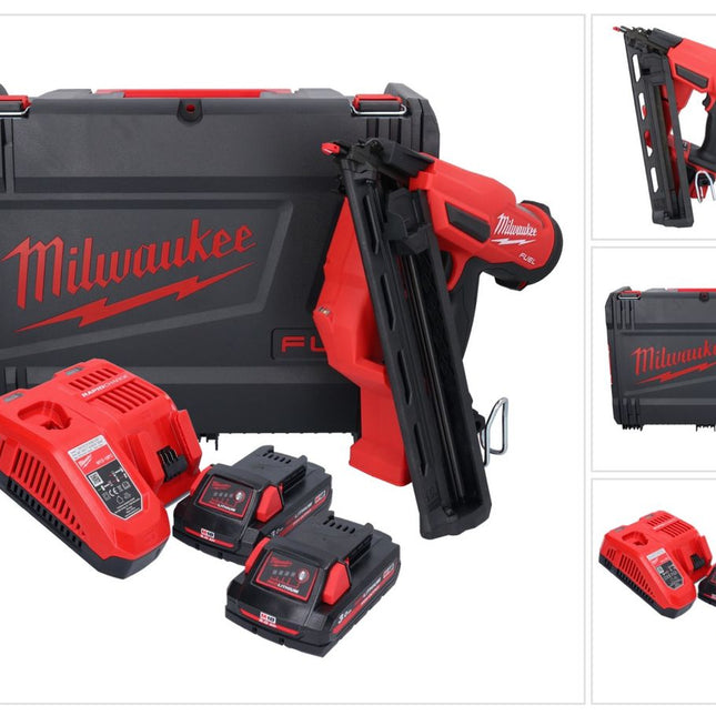 Clavadora a batería Milwaukee M18 FN15GA-302X 18 V sin escobillas 32 - 64 mm + 2x baterías 3.0 Ah + cargador + caja HD