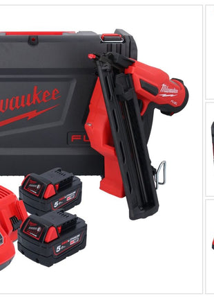 Milwaukee M18 FN15GA-502X Akku Nagler 18 V Brushless 32 - 64 mm + 2x Akku 5,0 Ah + Ladegerät + HD Box