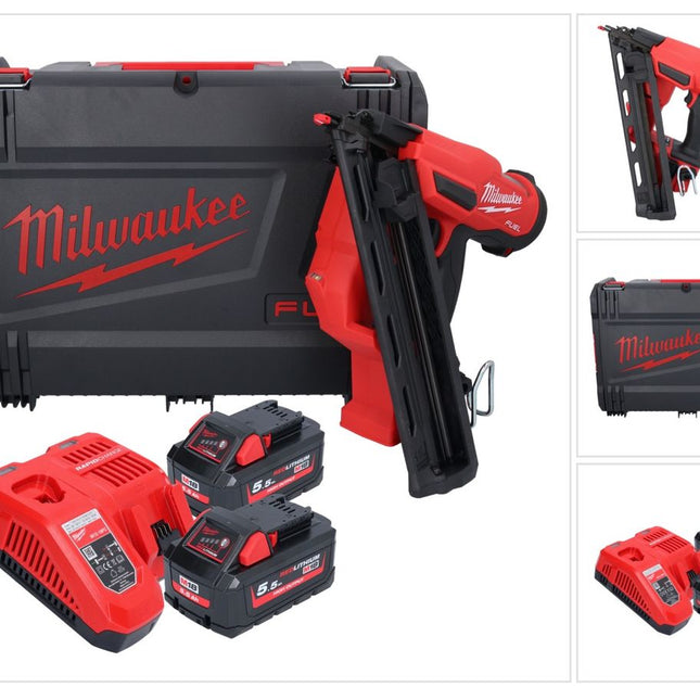 Clavadora a batería Milwaukee M18 FN15GA-552X 18 V sin escobillas 32 - 64 mm + 2x baterías 5,5 Ah + cargador + caja HD