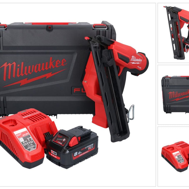 Clavadora a batería Milwaukee M18 FN15GA-801X 18 V sin escobillas 32 - 64 mm + 1x batería 8,0 Ah + cargador + caja HD