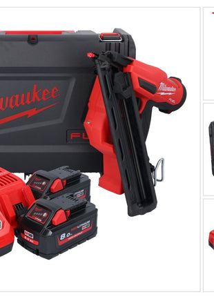 Clavadora a batería Milwaukee M18 FN15GA-802X 18 V sin escobillas 32 - 64 mm + 2x batería 8,0 Ah + cargador + caja HD