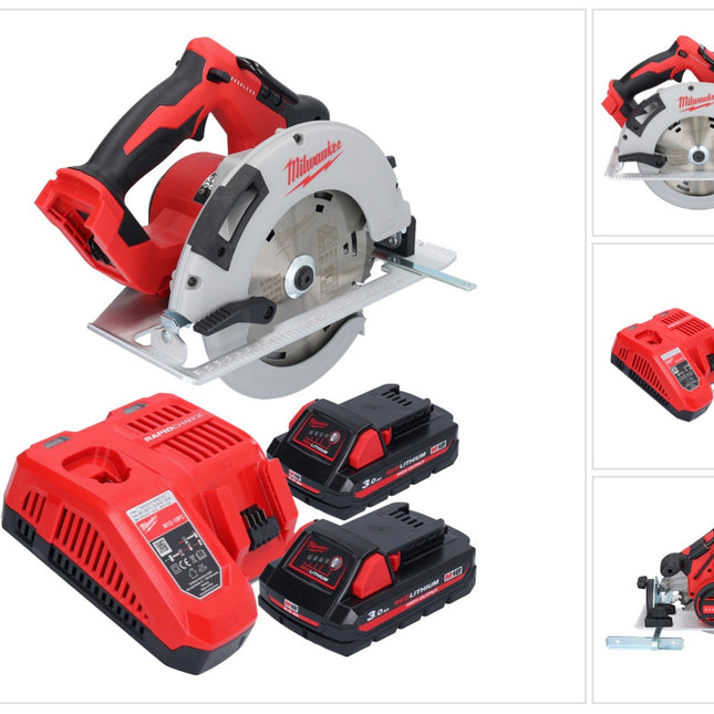 Sierra circular a batería Milwaukee M18 BLCS66-302 18 V 190 mm sin escobillas + 2x baterías 3,0 Ah + cargador