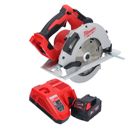 Sierra circular de mano a batería Milwaukee M18 BLCS66-501 18 V 190 mm sin escobillas + 1x batería 5,0 Ah + cargador