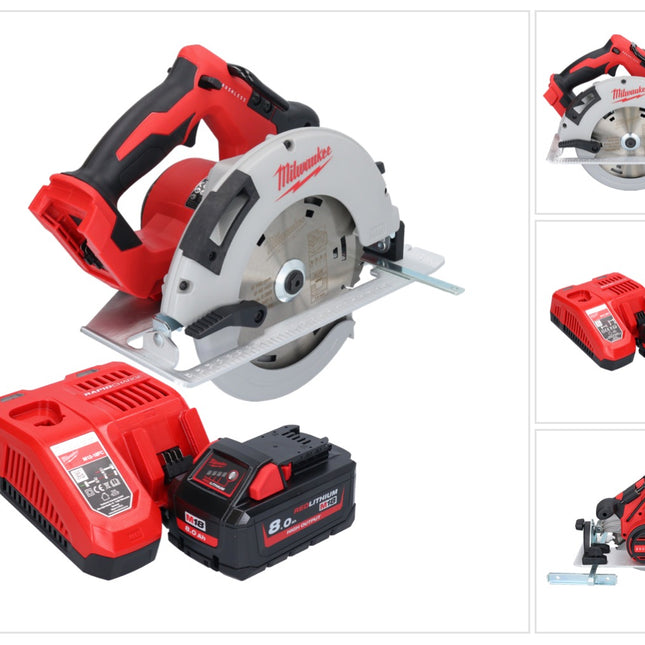 Sierra circular de mano a batería Milwaukee M18 BLCS66-801 18 V 190 mm sin escobillas + 1x batería 8,0 Ah + cargador